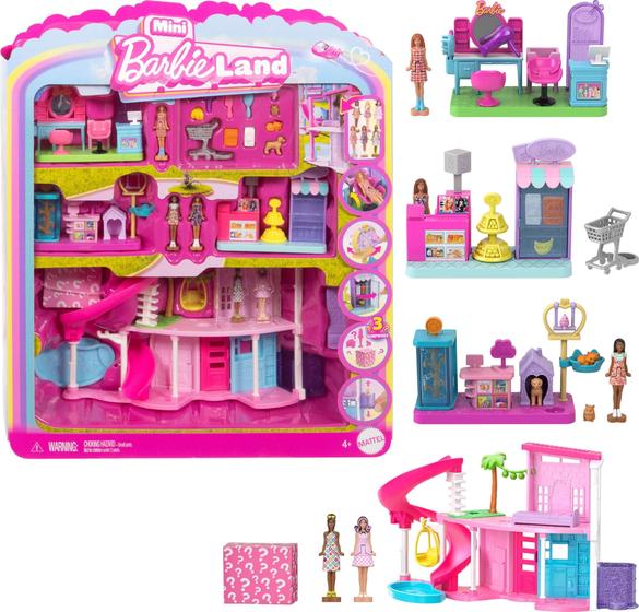Conjunto de brinquedos Barbie Mini Land DreamHouse com 4 bonecas e 3 ...