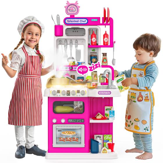 Imagem de Conjunto de brinquedos de cozinha Max & Deril Home Chef com som e luz 96 unidades