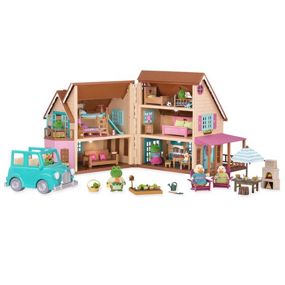 Imagem de Conjunto de brinquedos Dollhouse Li'l Woodzeez Deluxe Honeysuckle Hillside