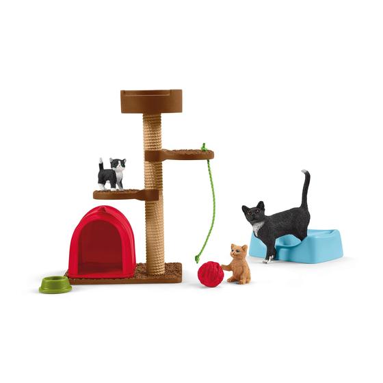 Imagem de Conjunto de brinquedos para animais Schleich Farm World Cat and Kitten de 9 peças