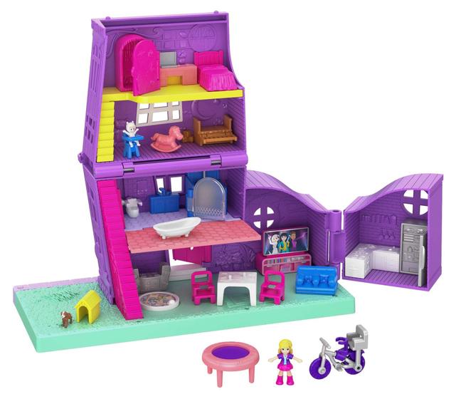 Imagem de Conjunto de brinquedos Polly Pocket Doll House com microboneca, bicicleta e acessórios.