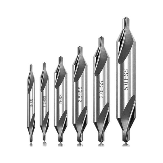 Imagem de Conjunto de Brocas Centrais (1/1.5/2/2.5/3/4/5 mm) - Kit com Ângulo de 60° para Torno e Metalurgia