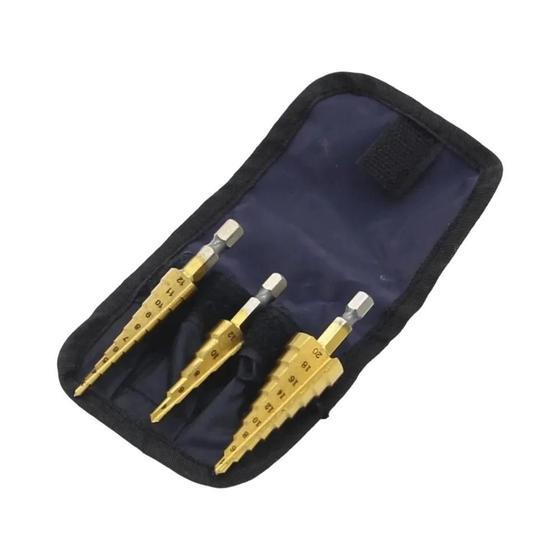 Imagem de Conjunto de Brocas de Escada Banhadas a Titânio - Hexagonal, 3-12mm, 4-12mm e 4-20mm