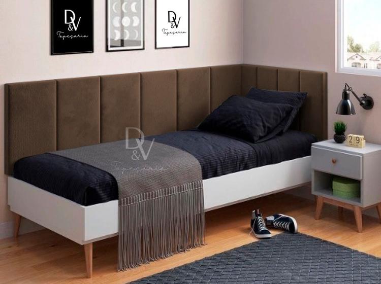 Imagem de Conjunto De Cabeceira Estofada Para Cama De Solteiro Feita Em MDF/MDP - D&V Tapeçaria