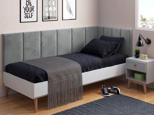 Conjunto de Cabeceira Solteiro Proteção Lateral Suede Cinza - Magaflex Menor preço em Conjunto de Cabeceira Solteiro Proteção Lateral Suede Cinza - Magaflex