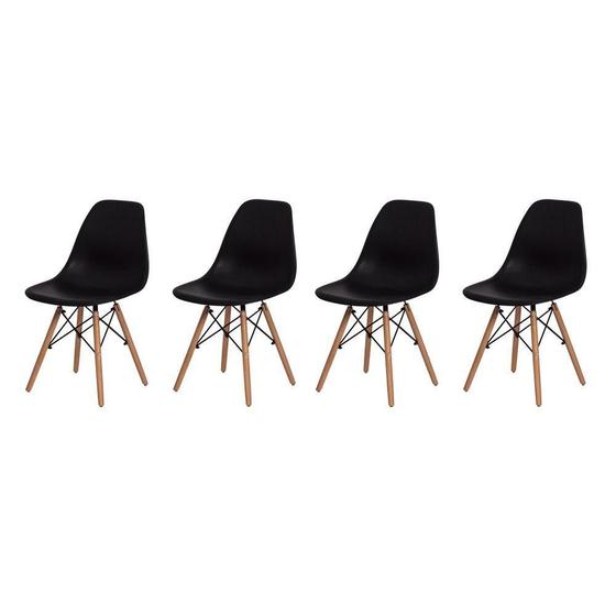 Imagem de Conjunto De Cadeiras Charles Eames Eiffel KZA Preto 4 Peças