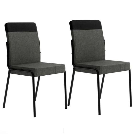 Imagem de Conjunto de Cadeiras de Aço 2 Peças Copa e Cozinha Estofada Carraro Vercelli 90x46x57cm