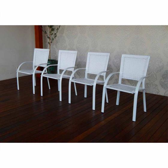 Conjunto de Cadeiras de Fibra Sintética e Alumínio Jurerê com Braço e