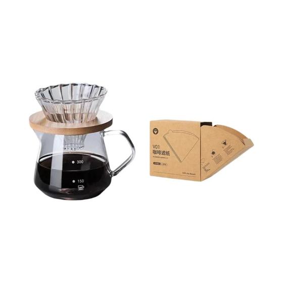 Imagem de Conjunto de Cafeteira de Vidro com Jarra e Filtro - 600ml e 300ml
