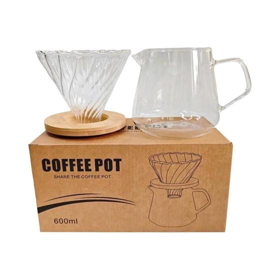 Imagem de Conjunto De Cafeteira De Vidro De 600ml Com Filtro Para Café Para Casa Ou Escritório Punana