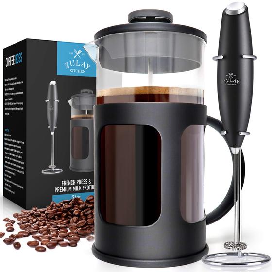 Imagem de Conjunto de cafeteira e batedor de leite Zulay Premium French Press