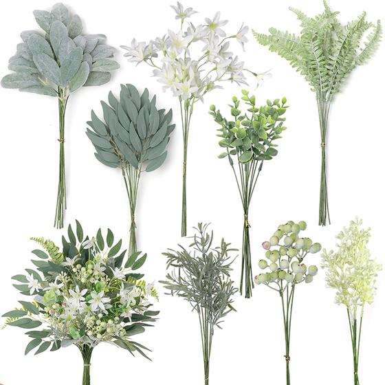 Conjunto de caixas de hastes de vegetação artificial FOTEEWL 70 unidades verde sálvia