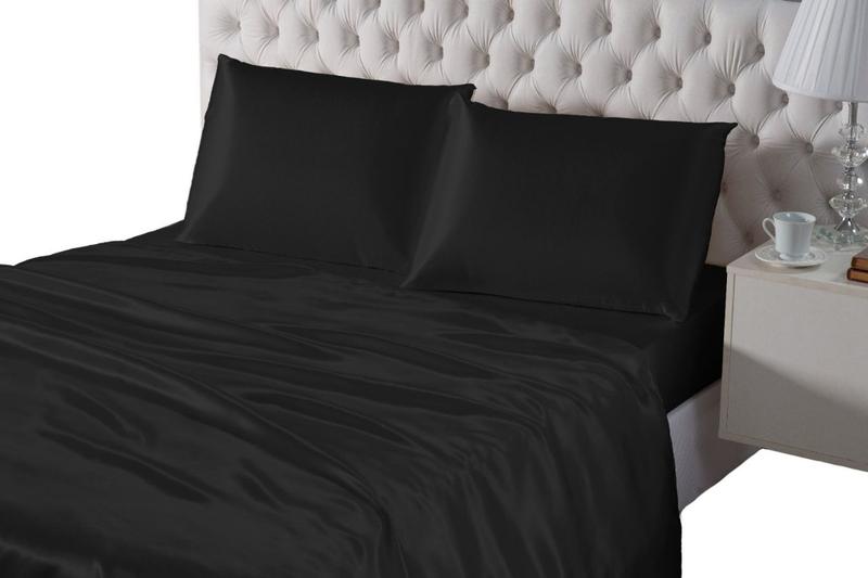 Imagem de Conjunto de Cama de Cetim Queen 4 Peças Completo