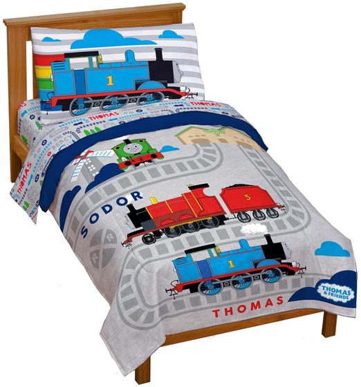 Imagem de Conjunto de cama infantil Jay Franco Thomas & Friends Rail Run de 4 peças