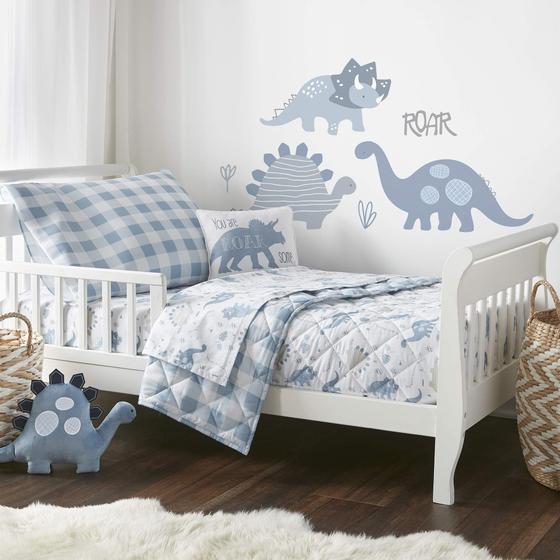 Imagem de Conjunto de cama infantil Levtex Baby Dino com edredão reversível, 5 peças