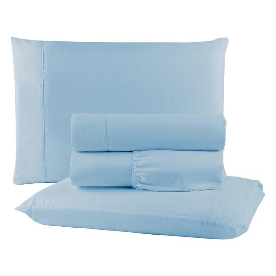 Imagem de Conjunto de Cama Para Casal 4 Peças Tamanho Padrão Cor Azul