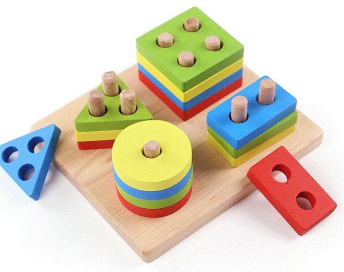 Imagem de Conjunto de caminhões de madeira Toy Educational Toy Wokex Stack and Sort Puzzle