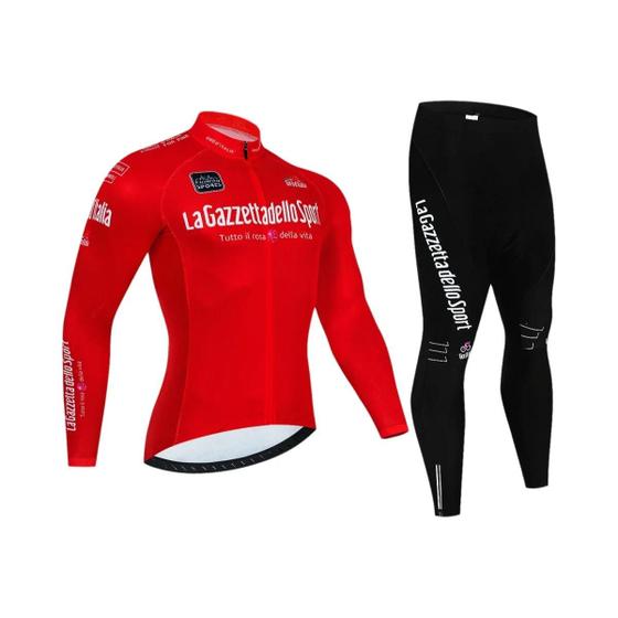 Imagem de Conjunto de Camisa e Calça de Ciclismo Masculina - Manga Longa - Team Tour de Itália Giro MTB Road Bike