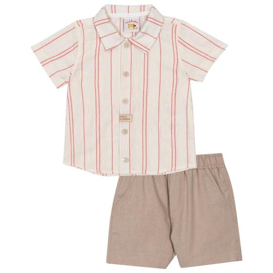 Imagem de Conjunto de Camisa em Tecido Plano Bermuda em Linho Ecologico - NinieBambini