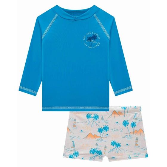 Imagem de Conjunto de Camiseta e Sunga em Malha UV Dry com Proteção UV 50+ LucBoo