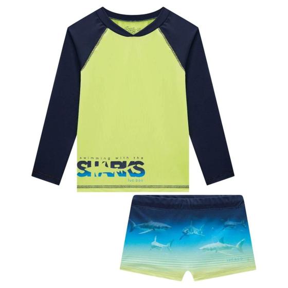 Imagem de Conjunto de Camiseta e Sunga em Malha UV Dry com Proteção UV 50+  LucBoo