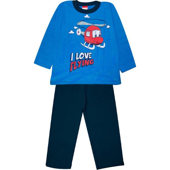 Imagem de Conjunto De Camiseta Moletom Infantil Menino Forrada Inverno