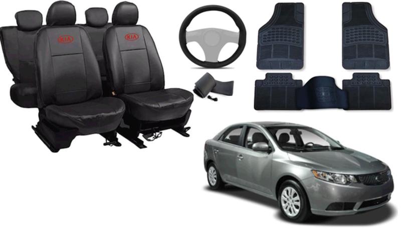 Imagem de Conjunto de Capa Cerato 2008 a 2013 + Tapete + Capa de Volante Para Proteção e Estilo