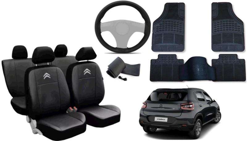 Imagem de Conjunto de Capa Citroen C3 Fell Pack 2021 a 2024 + Tapete + Capa de Volante Fácil de Usar