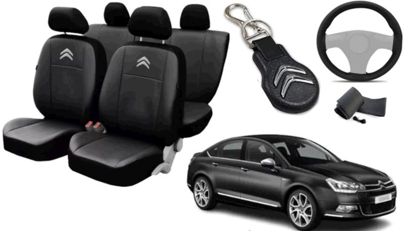 Imagem de Conjunto de Capa Citroen C5 2001 a 2013 + Chaveiro + Capa de Volante de Longa Duração