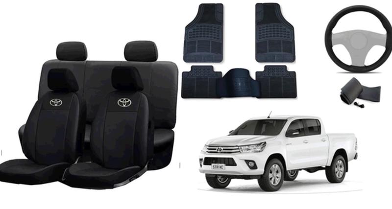 Imagem de Conjunto de Capa de Couro para Hilux 13-16 + Tapetes + Capa de Volante Premium