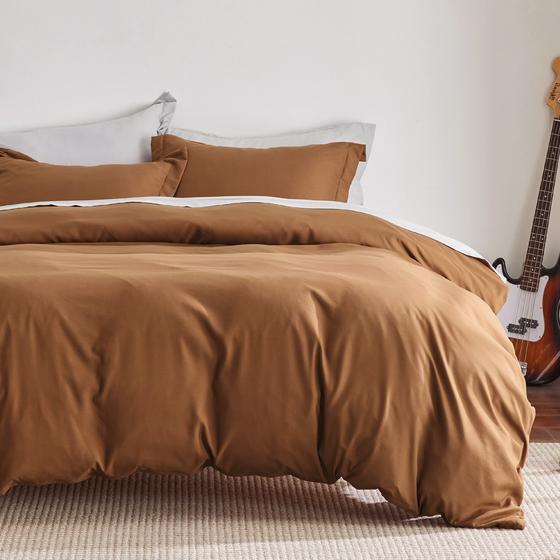 Imagem de Conjunto de Capa de Edredom Bedsure Queen Size com Zíper - Marrom