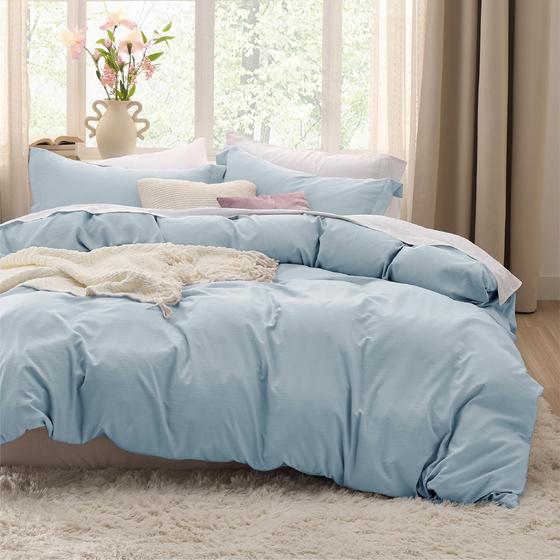 Imagem de Conjunto de capa de edredom Bedsure Sky Blue Queen Size 3 peças