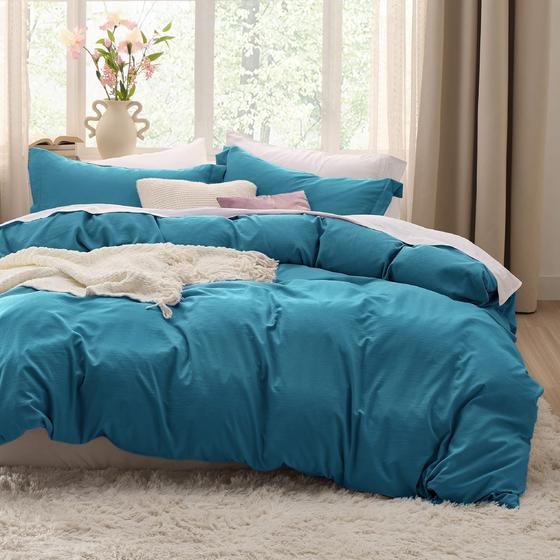 Imagem de Conjunto de Capa de Edredom Bedsure Teal Queen Size - com 2 Fronhas