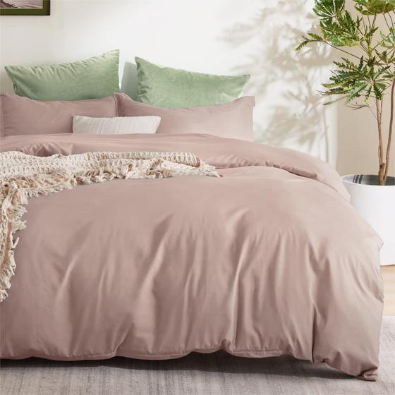 Imagem de Conjunto de capa de edredom Bedsure Twin/Twin XL tamanho Dusty Rose Poliéster