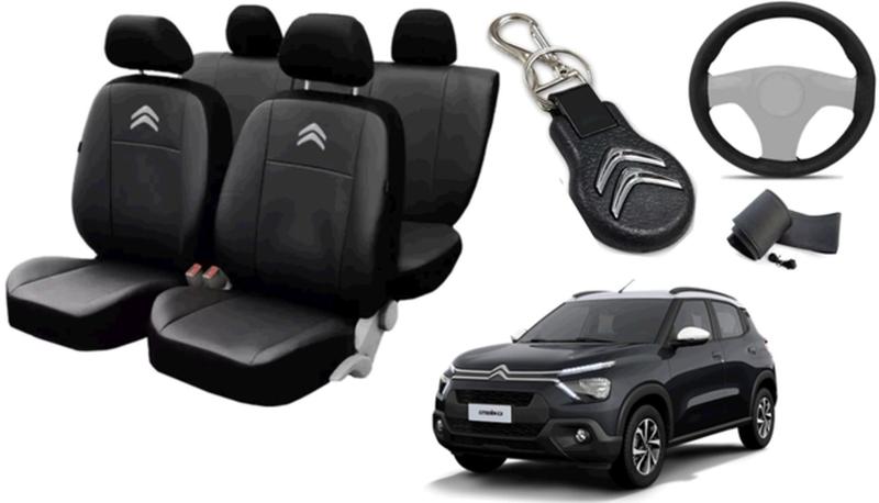 Imagem de Conjunto de Capa do Citroen C3 2021 a 2024 + Chaveiro e Capa de Volante de Alta Qualidade