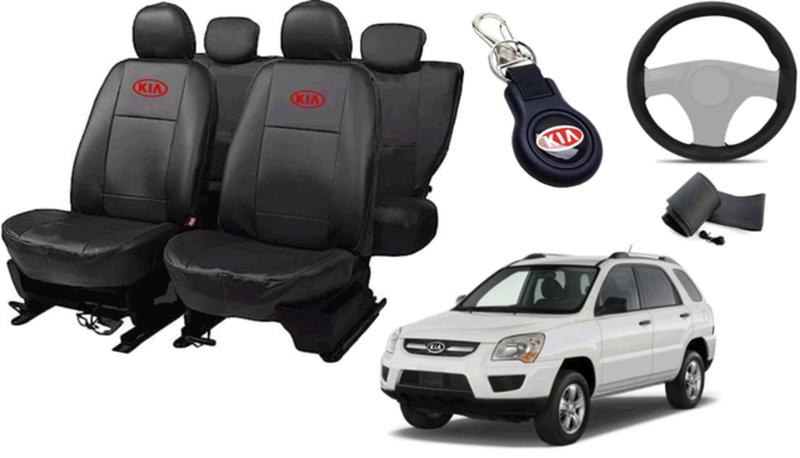 Imagem de Conjunto de Capa Sportage 2004 a 2010 + Chaveiro + Capa de Volante com Estilo Moderno e Resistente
