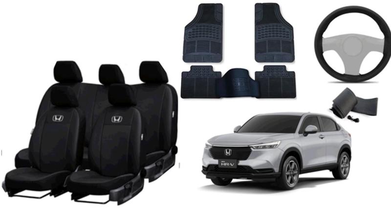 Imagem de Conjunto de Capas de Couro HR-V 20-24 + Tapetes + Capa de Volante Sofisticado