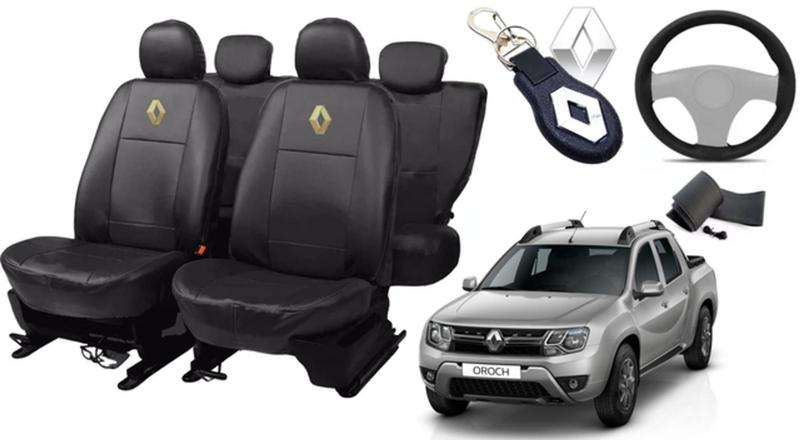 Imagem de Conjunto de Capas de Couro Renault Oroch 2011 a 2012 + Capa de Volante