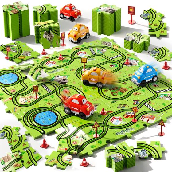 Imagem de Conjunto de carros Puzzle Race Track Toy Beby Buty para crianças e meninos de 3 a 6 anos