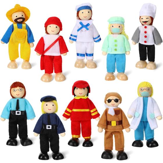 Imagem de Conjunto de casa de bonecas de madeira Skylety Mini People Figures x10