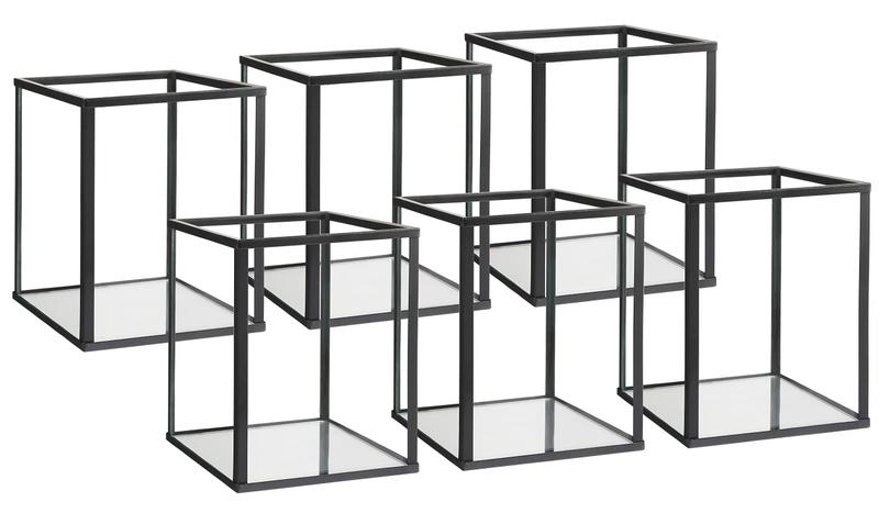 Imagem de Conjunto de castiçais PHOSPHOR Hurricane Glass Black 6 unidades