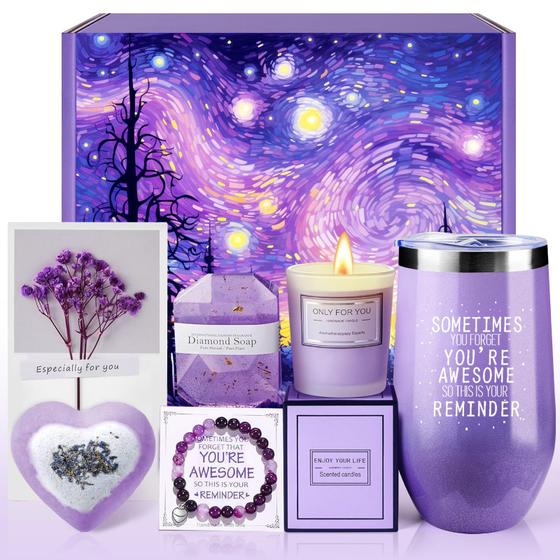 Imagem de Conjunto de Cestas de Presentes de Spa Apjielop Relaxing Lavender para Mulheres