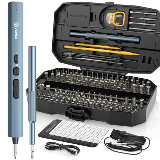 Imagem de Conjunto de Chaves de Fenda de Precisão VIGRUE - Mini Elétrico com 140 Bits