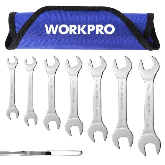 Imagem de Conjunto de chaves WORKPRO Metric Superthin Open End 5,5-23 mm, 7 unidades