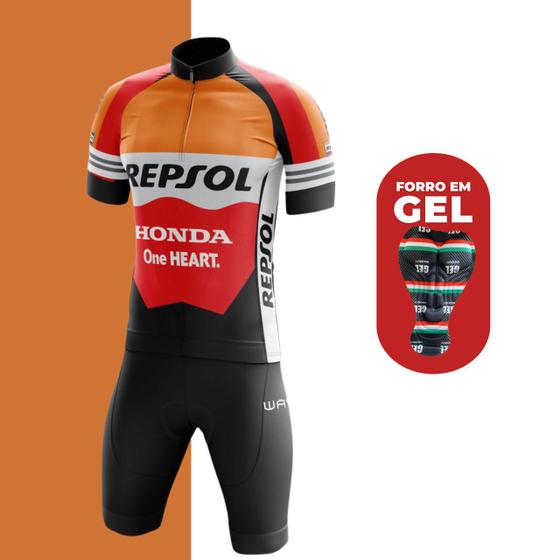 Imagem de Conjunto de Ciclismo Masculino- Camisa Repsol e Bermuda GEL 