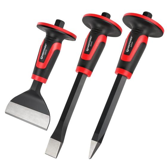 Imagem de Conjunto de Cinzéis de Alvenaria MAXPOWER 3 Peças - Ponta, Plano e Chato