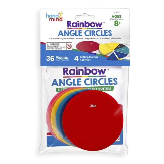 Imagem de Conjunto de Círculos Angulares Arco-Íris Hand2mind - Material Didático de Geometria