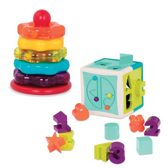 Imagem de Conjunto de Classificação Sensorial Battat Sort & Stack Combo - 17 Peças (2+)