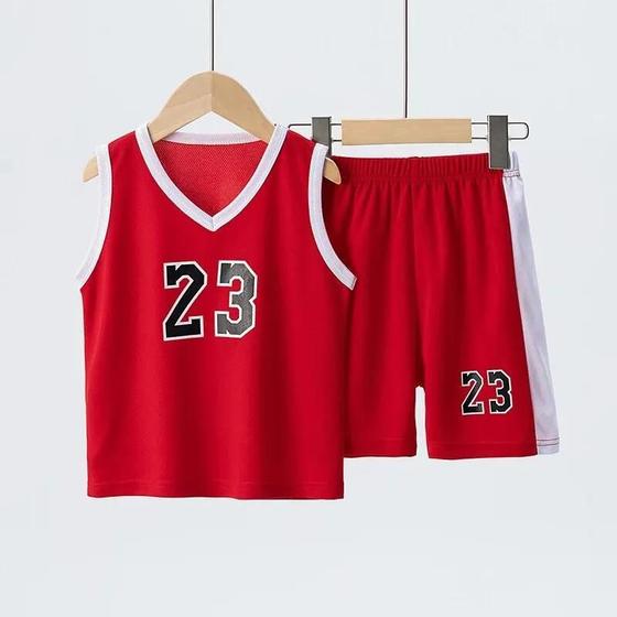 Imagem de Conjunto de Colete e Shorts de Basquete Infantil para Verão