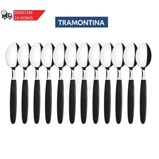 Imagem de Conjunto de Colheres de Mesa Tramontina com Lâminas em Aço Inox Preto 12 Peças